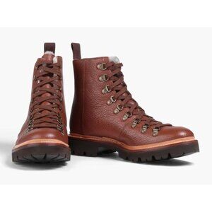 NEW Grenson Nanette Shearling Lined Leather Combat Boots Brown US 6.5 $686 [jb]